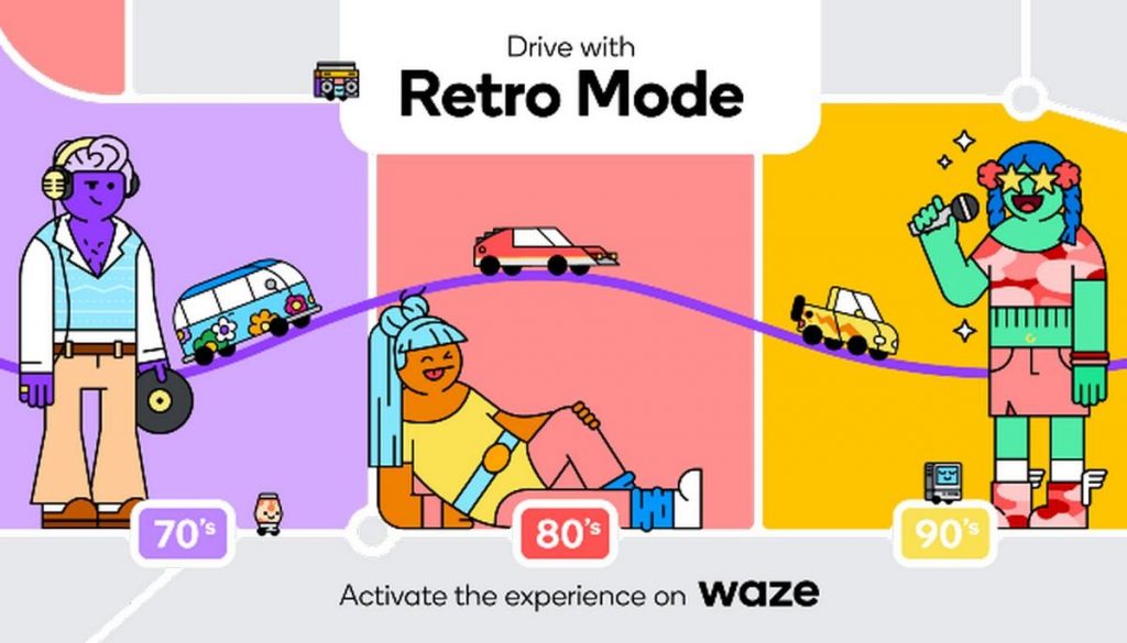 Mode rétro de l'application Waze : pour revivre les magnifiques années 70, 80 et 90