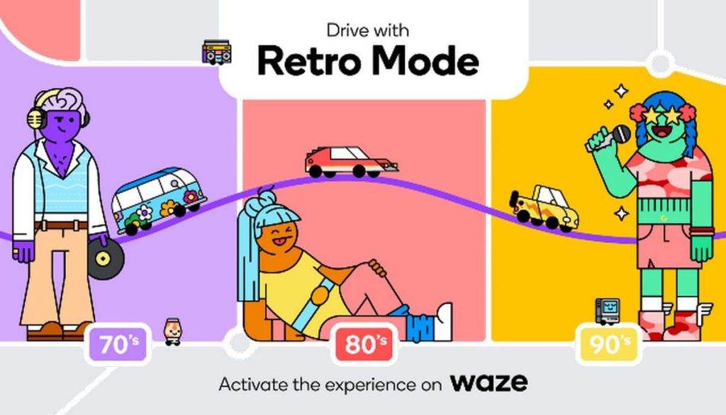 Mode rétro de l'application Waze : pour revivre les magnifiques années 70, 80 et 90