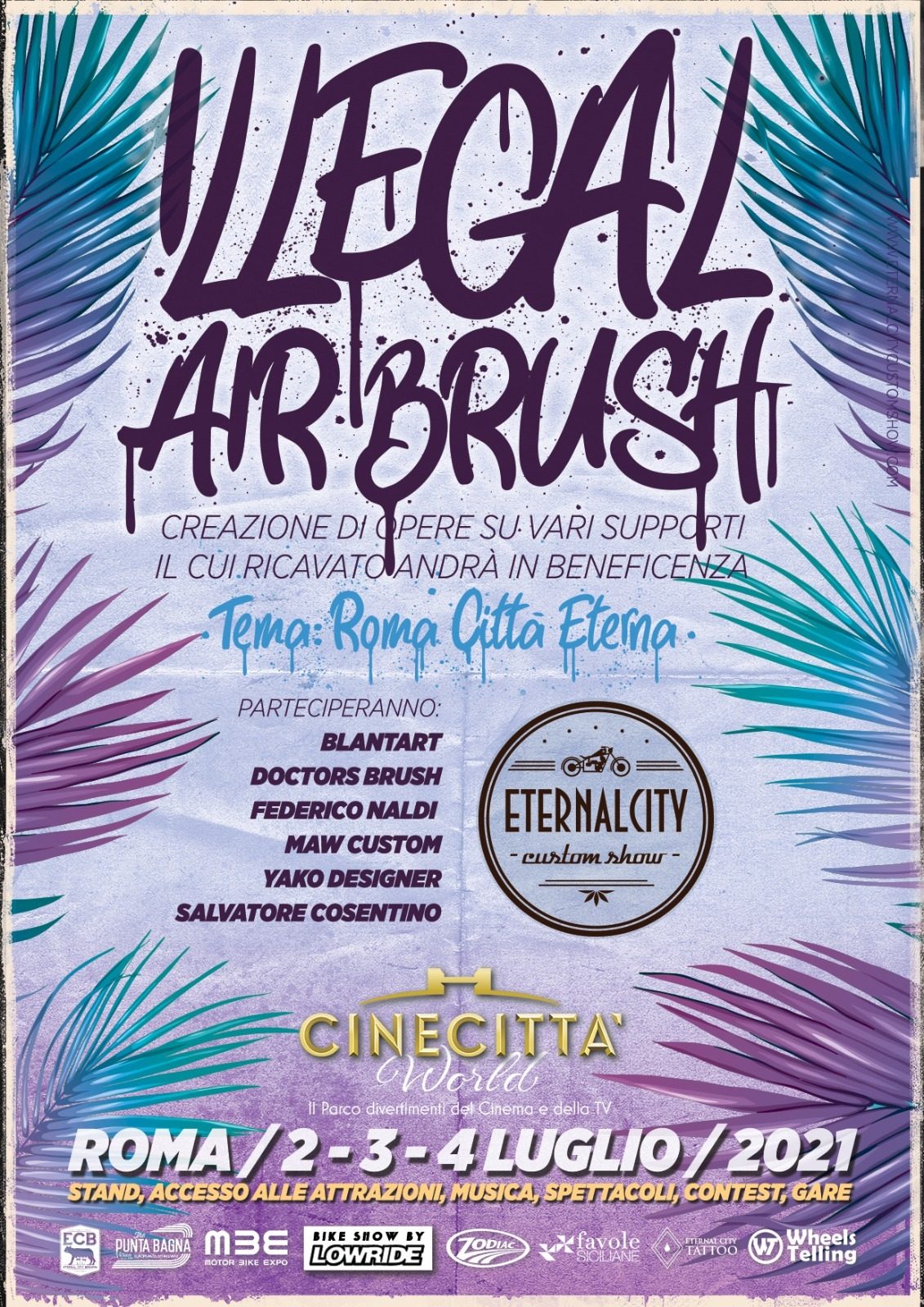 Eternal City Motorcycle Custom Show 2021 Affiche de l'aérographe illégal