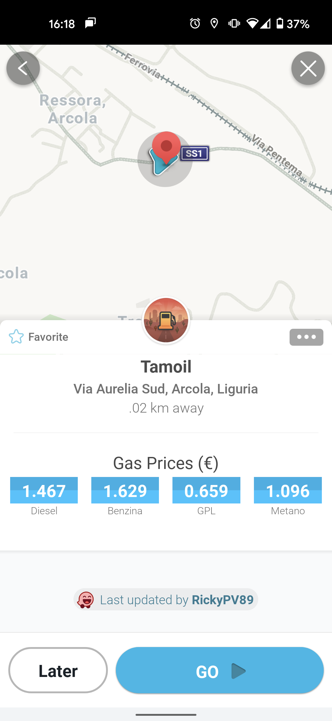 Prix du carburant Waze