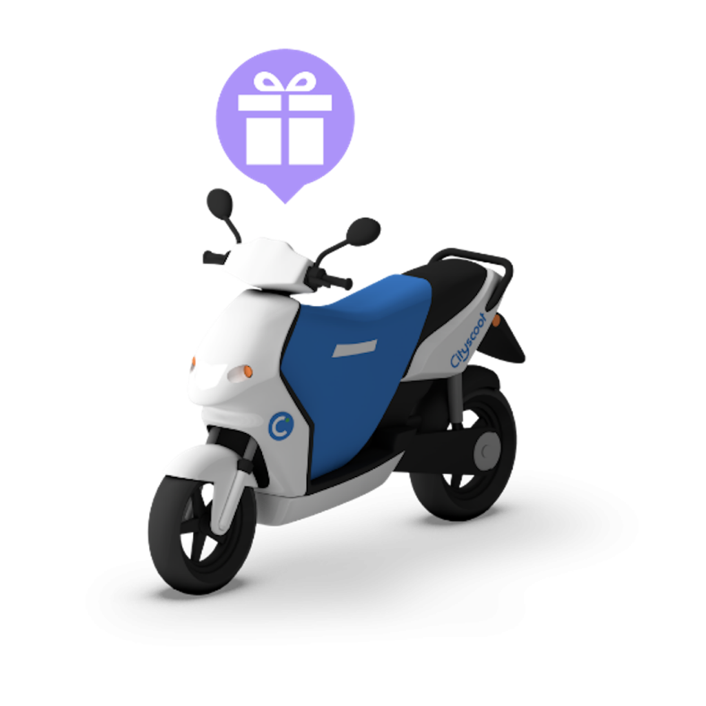 CityScoot : ceux qui réservent le scooter violet CityGift bénéficient de minutes gratuites