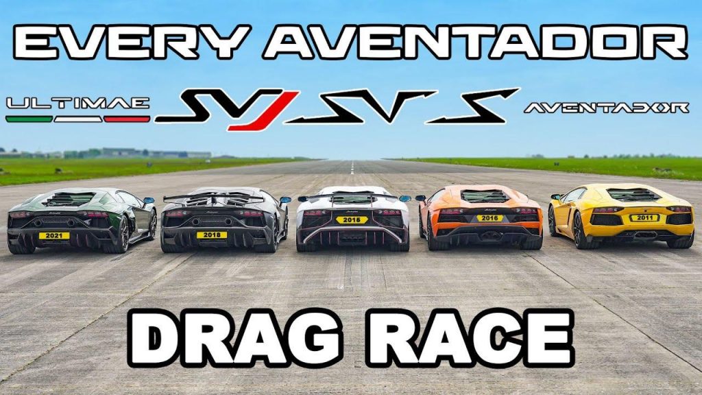 Toutes les Lamborghini Aventadors s'affrontent sur la piste dans une rage de dragsters
