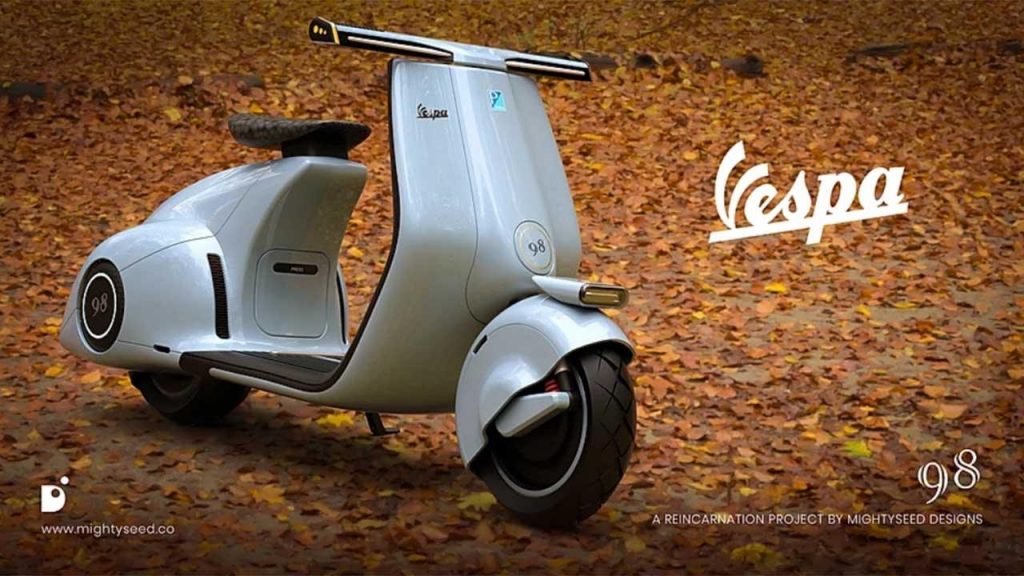 Rendu Vespa 98 EV : le retour électrique du scooter iconique