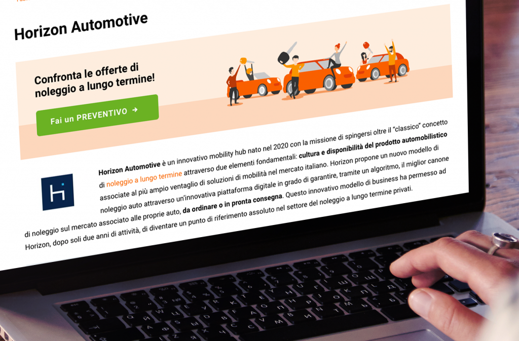 Sur Facile.it les offres de location longue durée d'Horizon Automotive