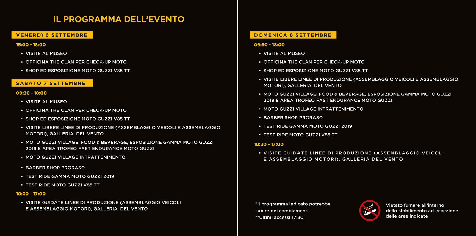 Programme Moto Guzzi Open House 2019