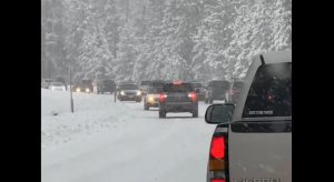 SUV reculant dans la neige SUV reculant dans la neige