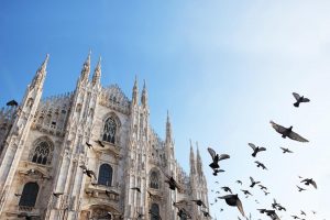 Le ciel de Milan sur la Piazza del Duomo