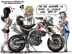 Caricature illustrée de l'almanach du motocycliste
