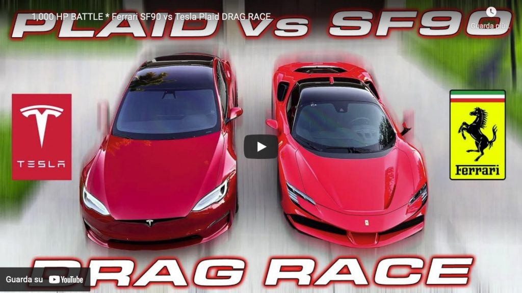 Une Tesla Model S Plaid défie une Ferrari SF90 Stradale dans 5 courses de dragsters : qui gagne ?