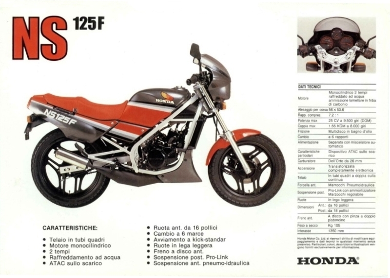 Brochure Honda NS 125F 1985