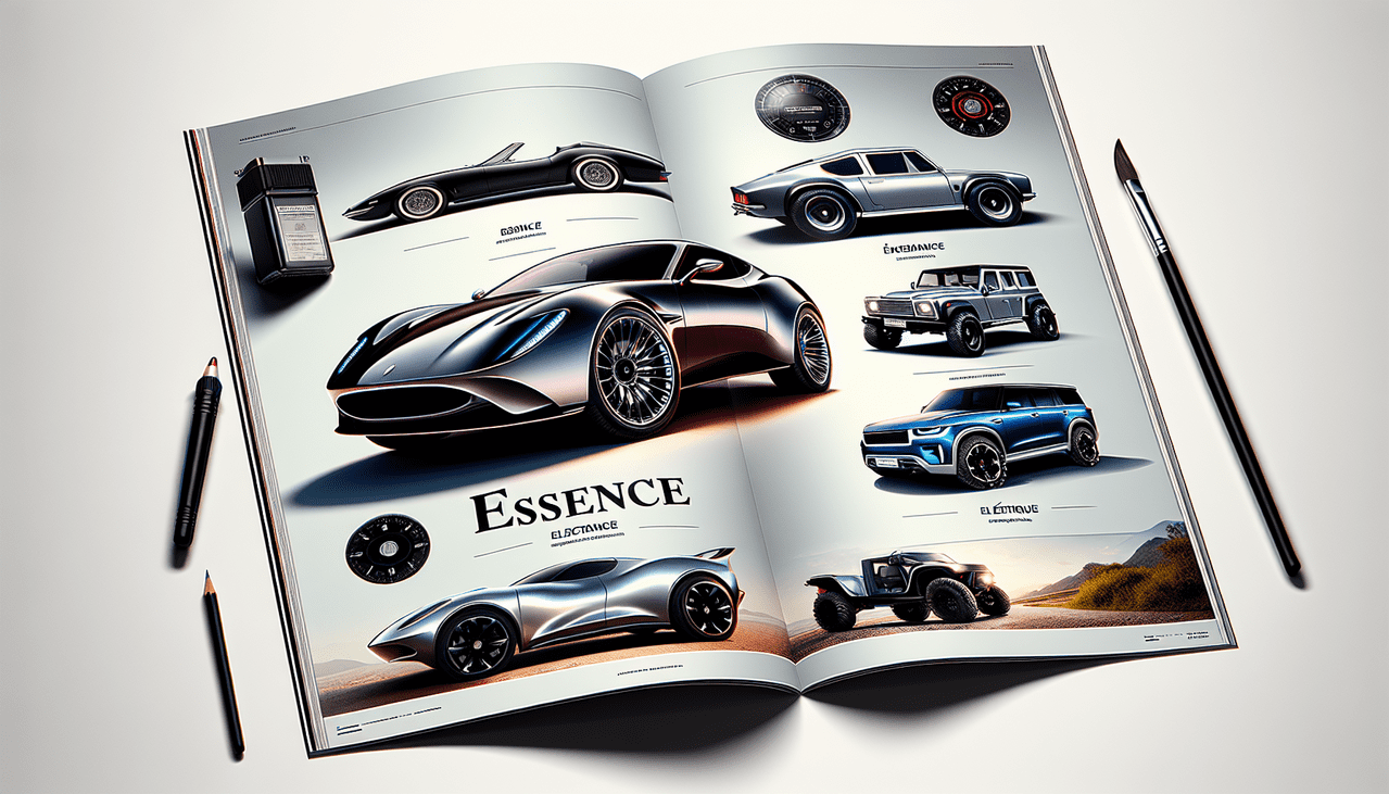 Modèles de voiture : Essence, Élégance, Évasion, Électrique, distincts et élégants.