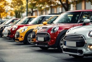 Mini Cooper rouge garée sur la route, un modèle à éviter absolument