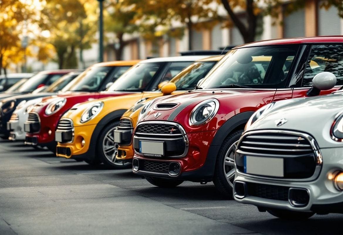 Mini Cooper rouge garée sur la route, un modèle à éviter absolument