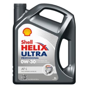 Bidon d'huile moteur Shell Helix Ultra Pro AF-L 0W-30 pour moteurs essence et diesel modernes