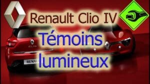 Tableau de bord de Renault Clio 4 avec voyants lumineux bleus allumés