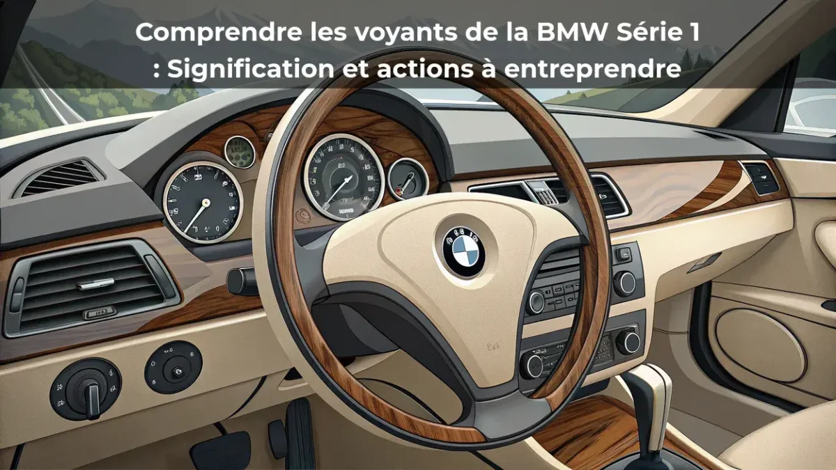 Panneau de bord d’une BMW Série 1 affichant plusieurs voyants d’alerte