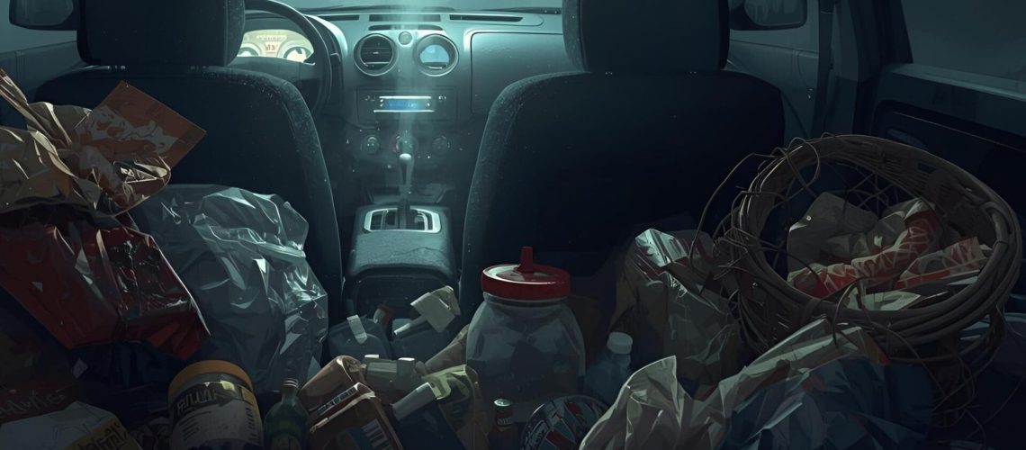 voiture et poubelles