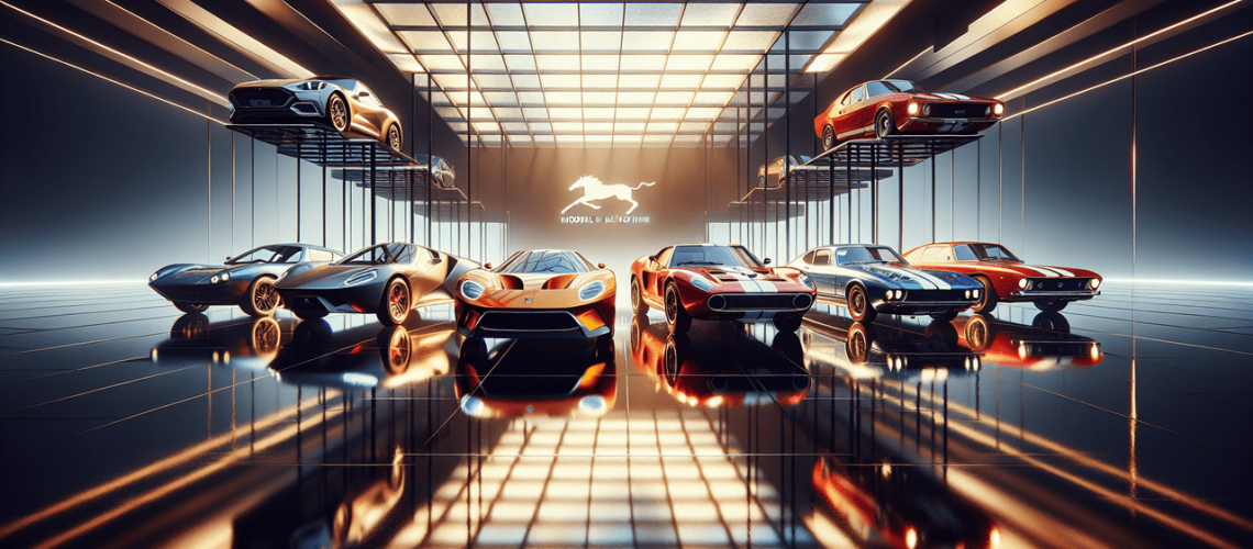 Modèles voitures F: Ferrari 488, Ford Mustang, Fiat 500.