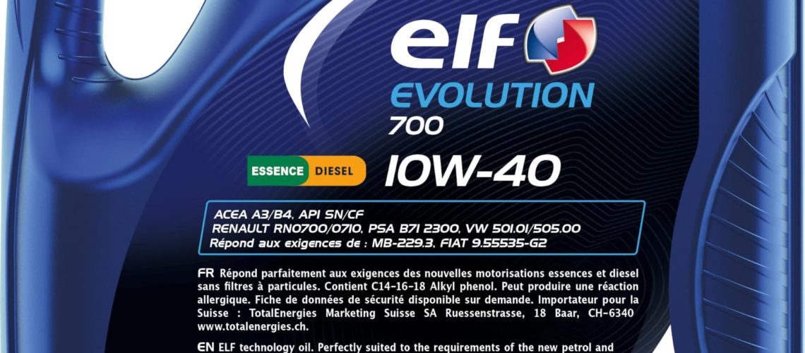 Huile moteur ELF Evolution 700 10W40 idéale pour voiture essence