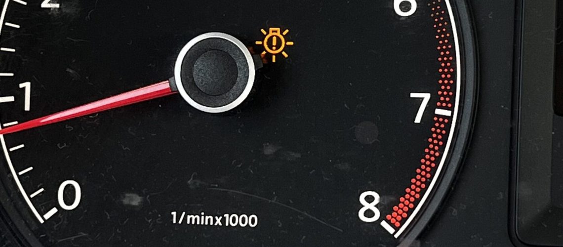 Voyant orange d'ampoule grillée affiché sur le tableau de bord d'une Volkswagen